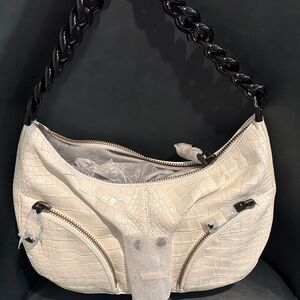 Rebecca minkoff white patent faux alligator shoulder bag